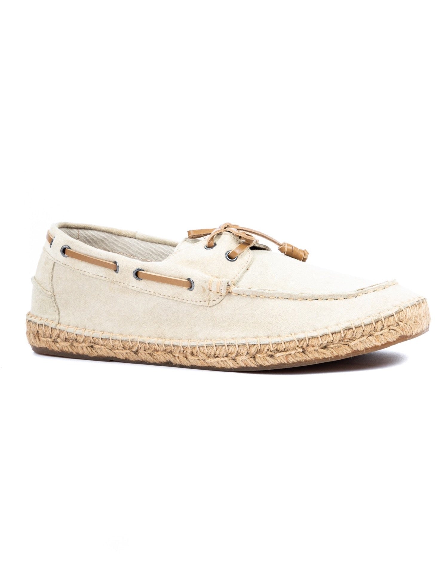 Pompeii - sand suede boat with rope bottom