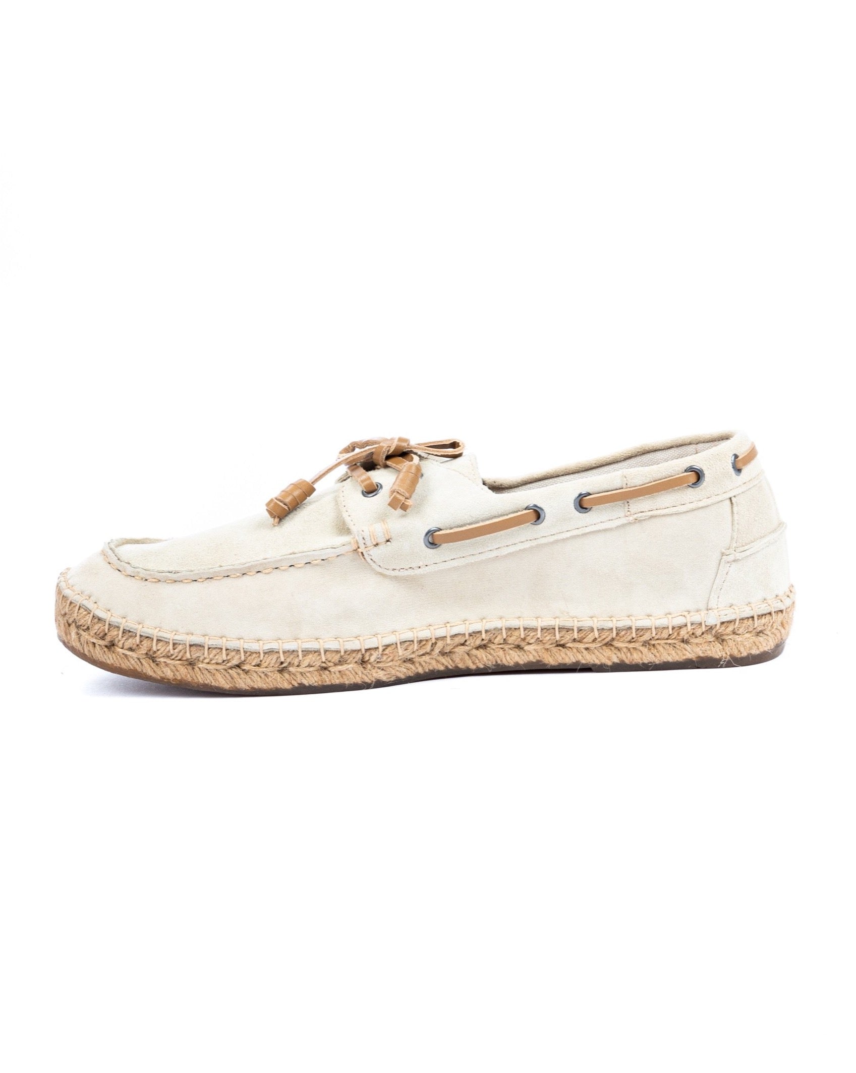 Pompeii - sand suede boat with rope bottom