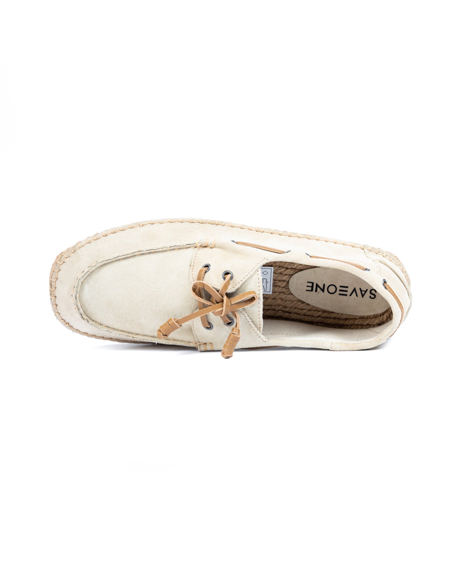 Pompeii - sand suede boat with rope bottom