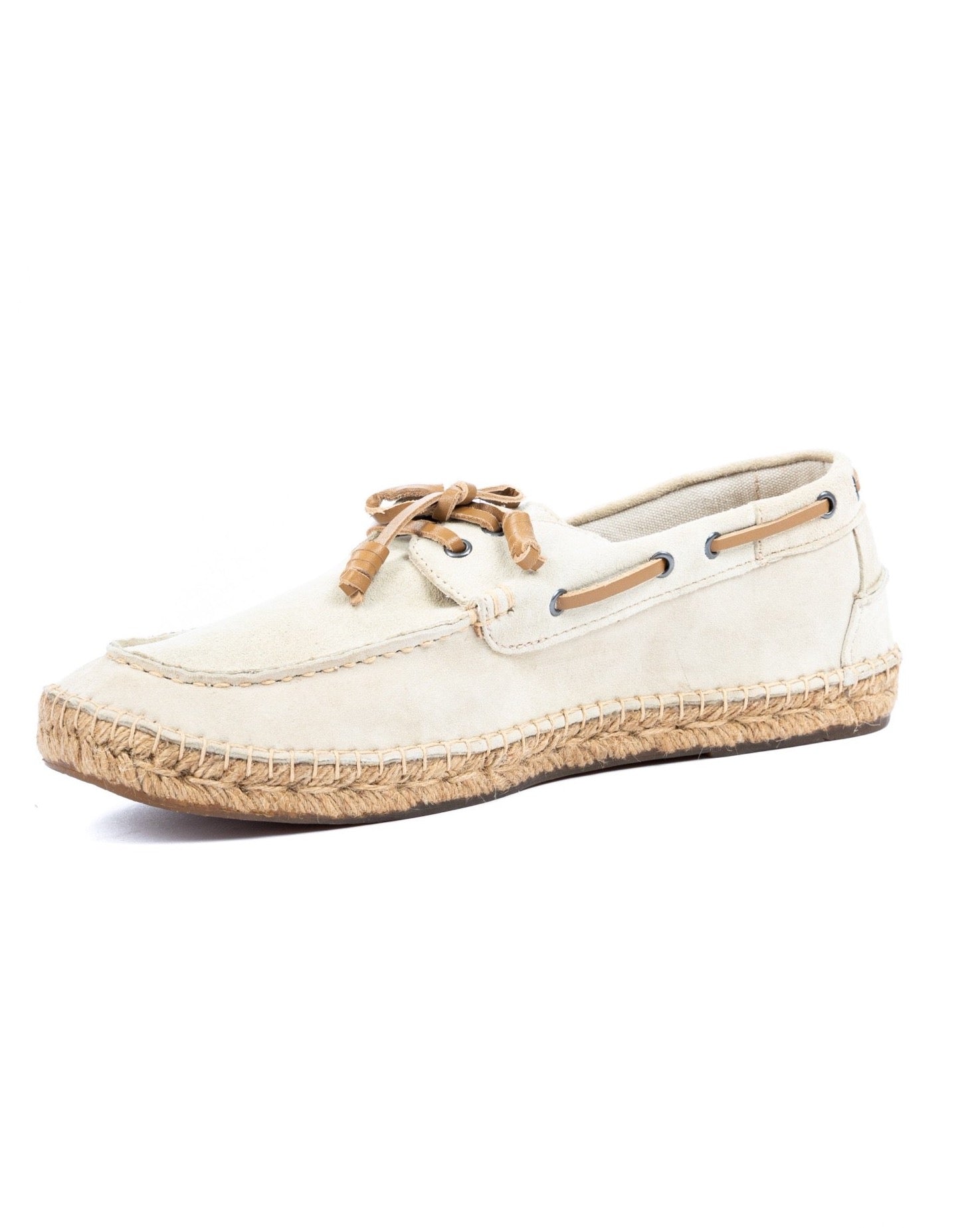 Pompeii - sand suede boat with rope bottom