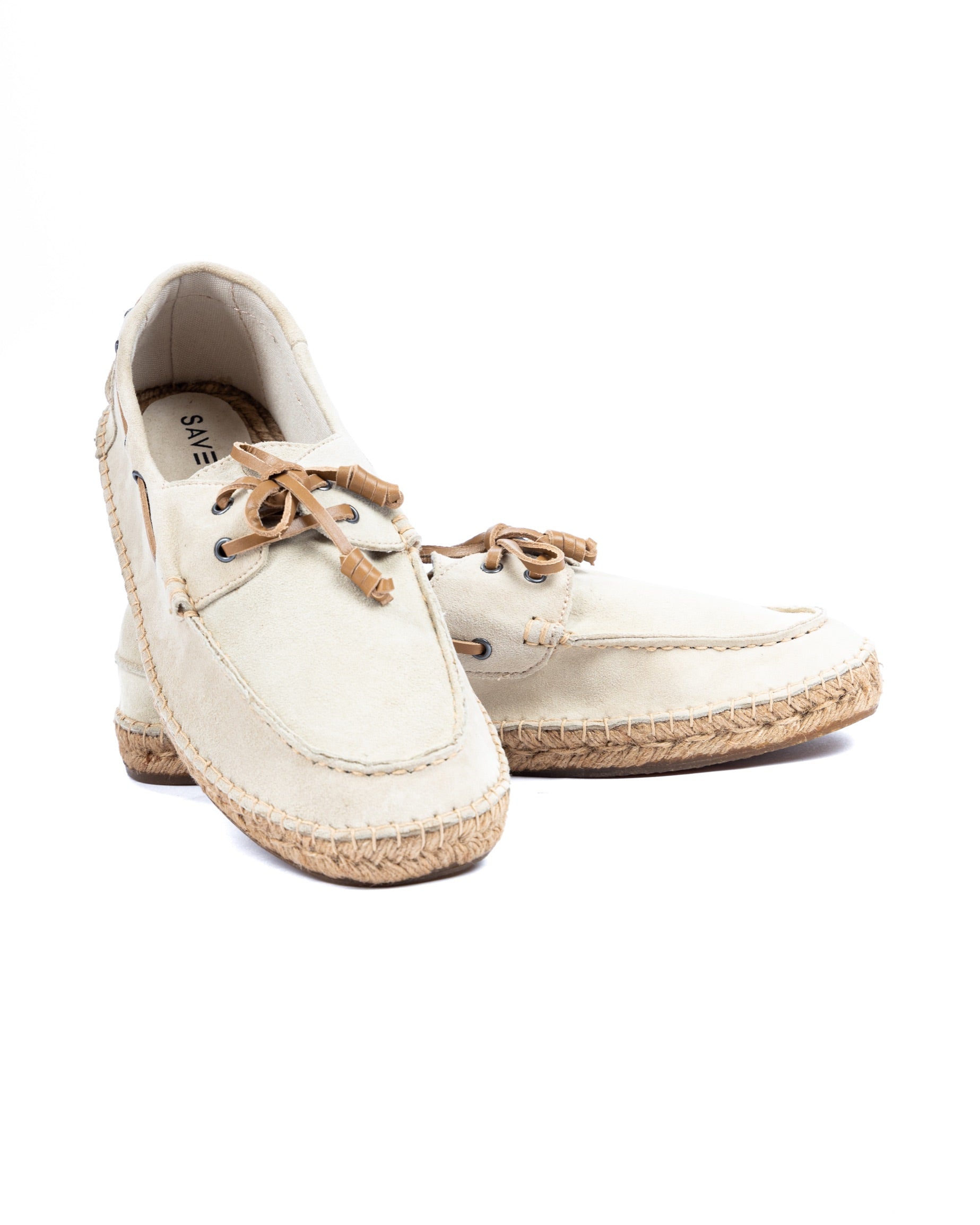 Pompeii - sand suede boat with rope bottom