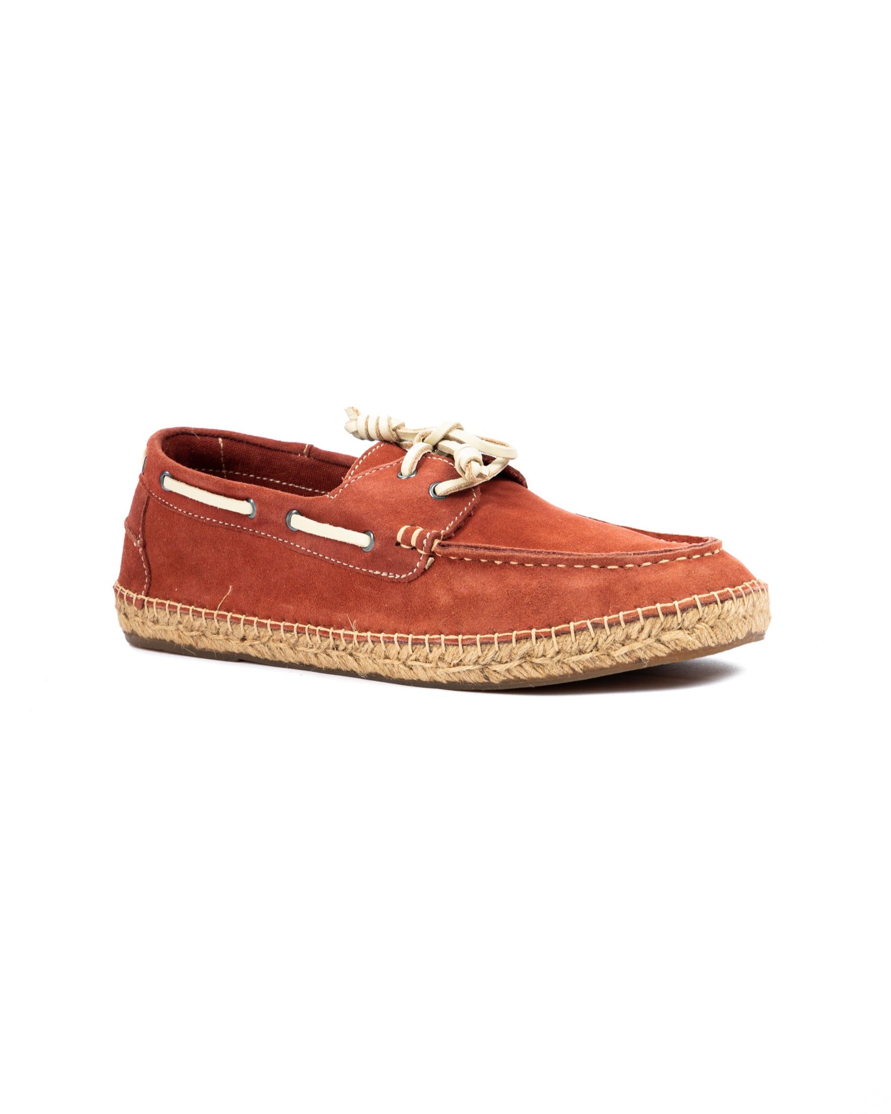 Pompeii - burgundy suede boat with rope bottom