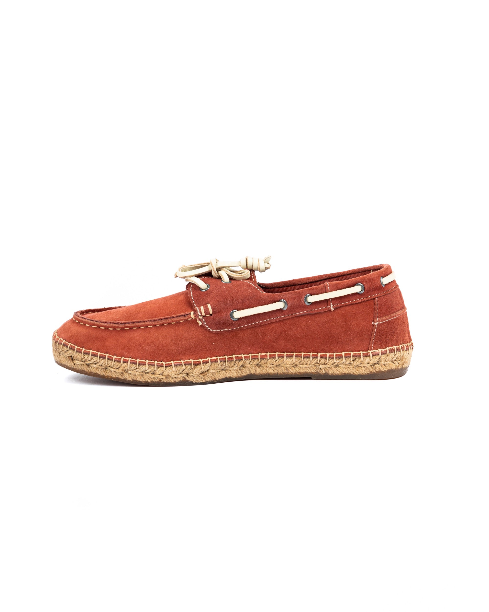 Pompeii - burgundy suede boat with rope bottom