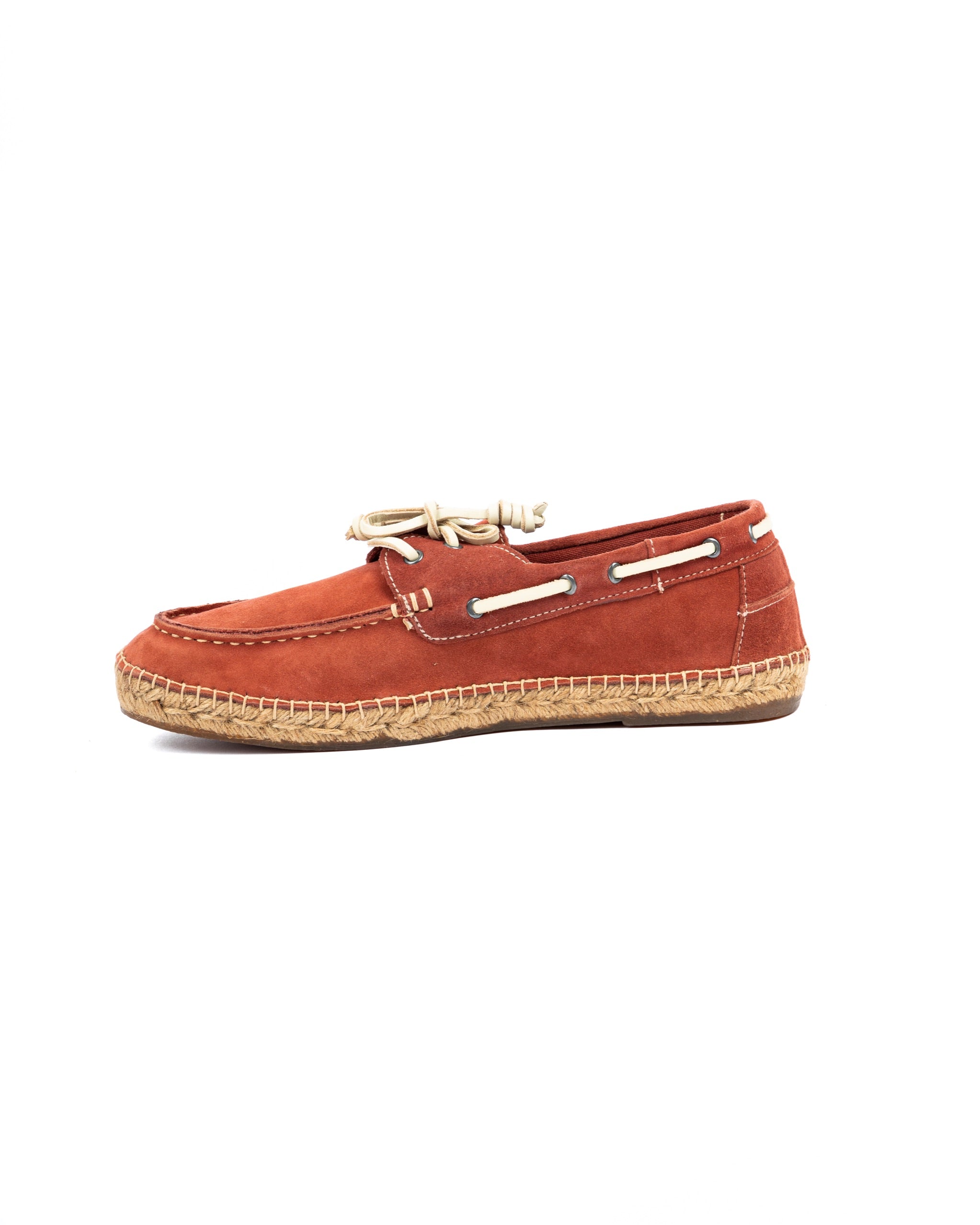 Pompeii - burgundy suede boat with rope bottom