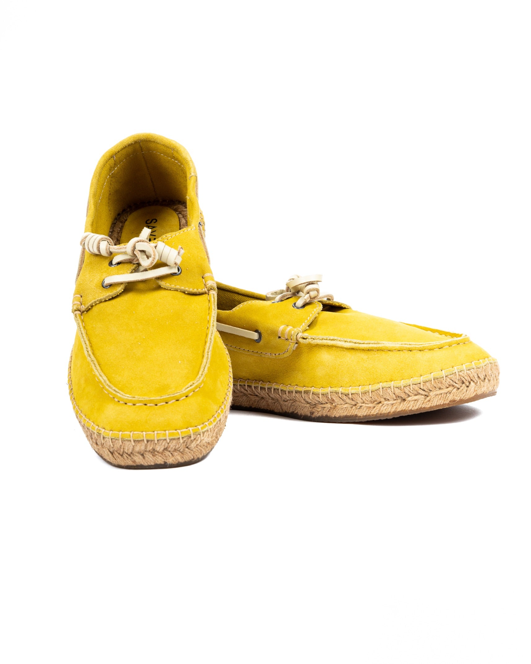 Pompeii - yellow suede boat with rope bottom
