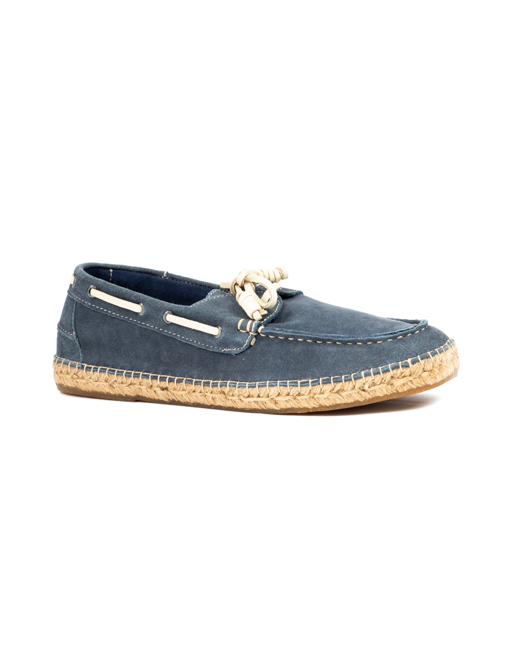 Pompeii - blue suede boat with rope bottom