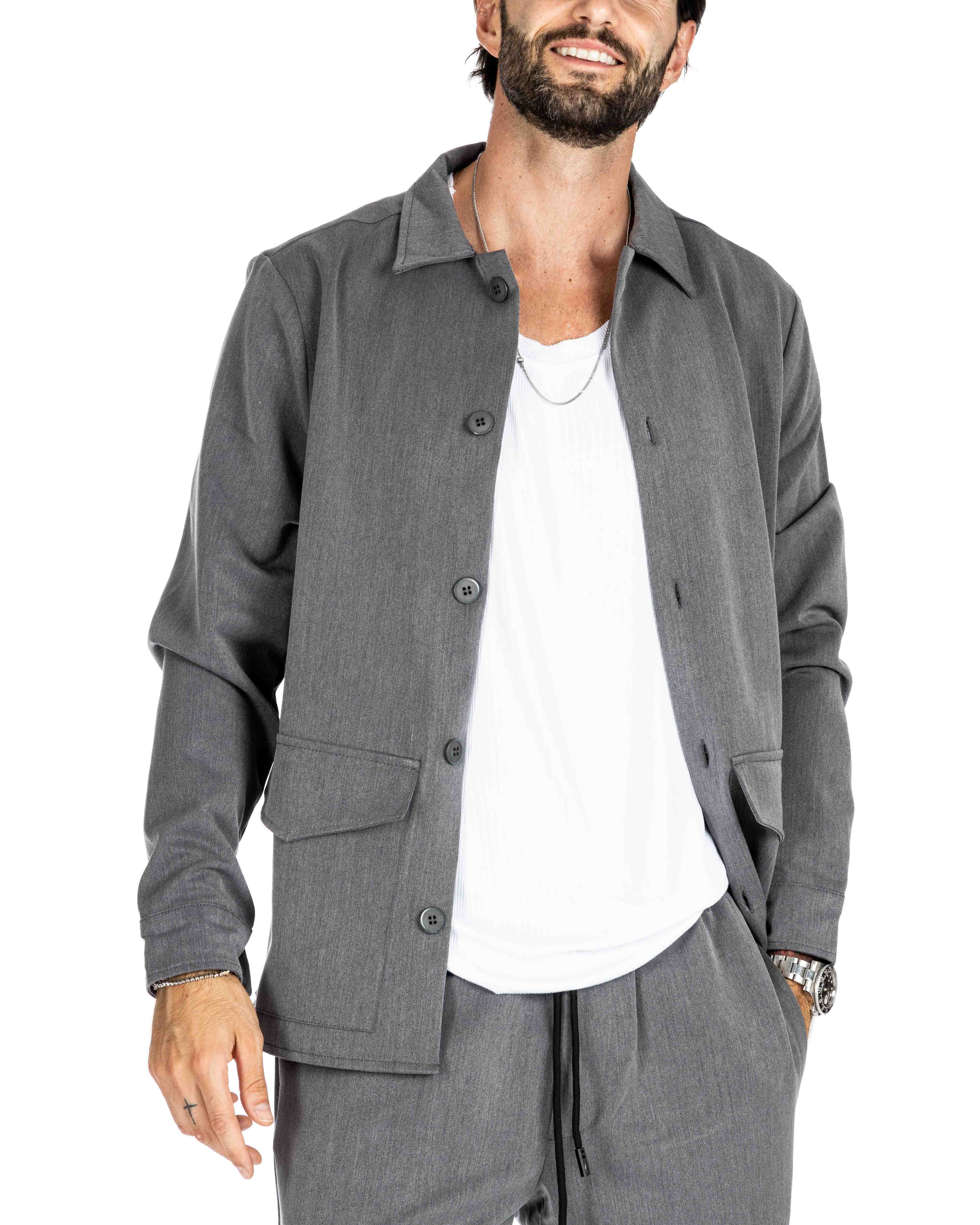 WILLIAM - GRAY SHIRT WITH BIG POCKETS