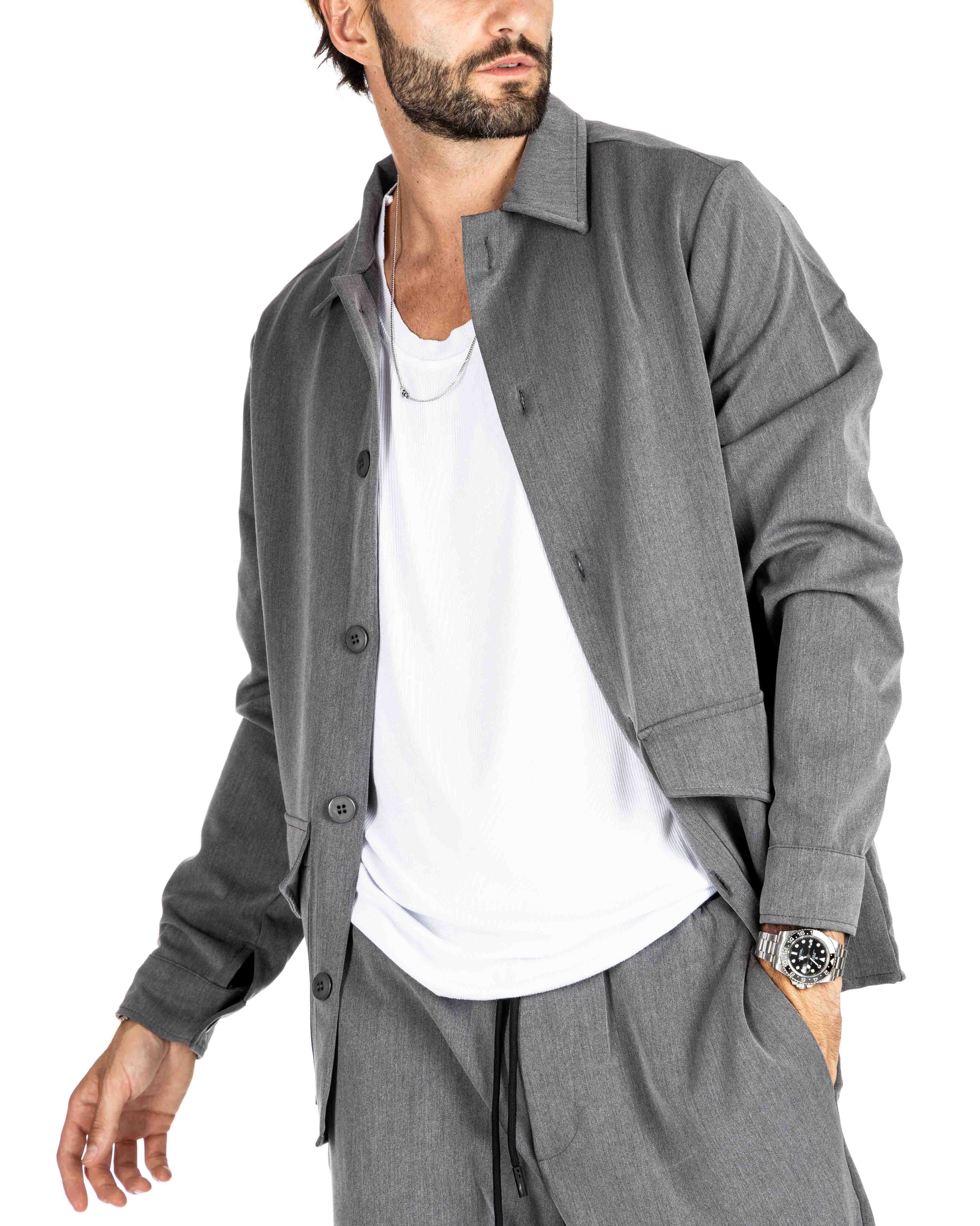 WILLIAM - GRAY SHIRT WITH BIG POCKETS
