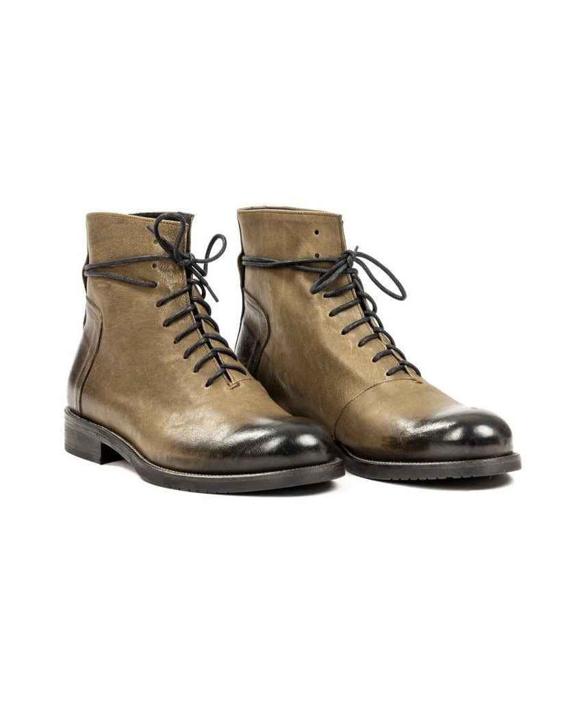 HOUSTON - GREEN WASHED LEATHER BOOTS