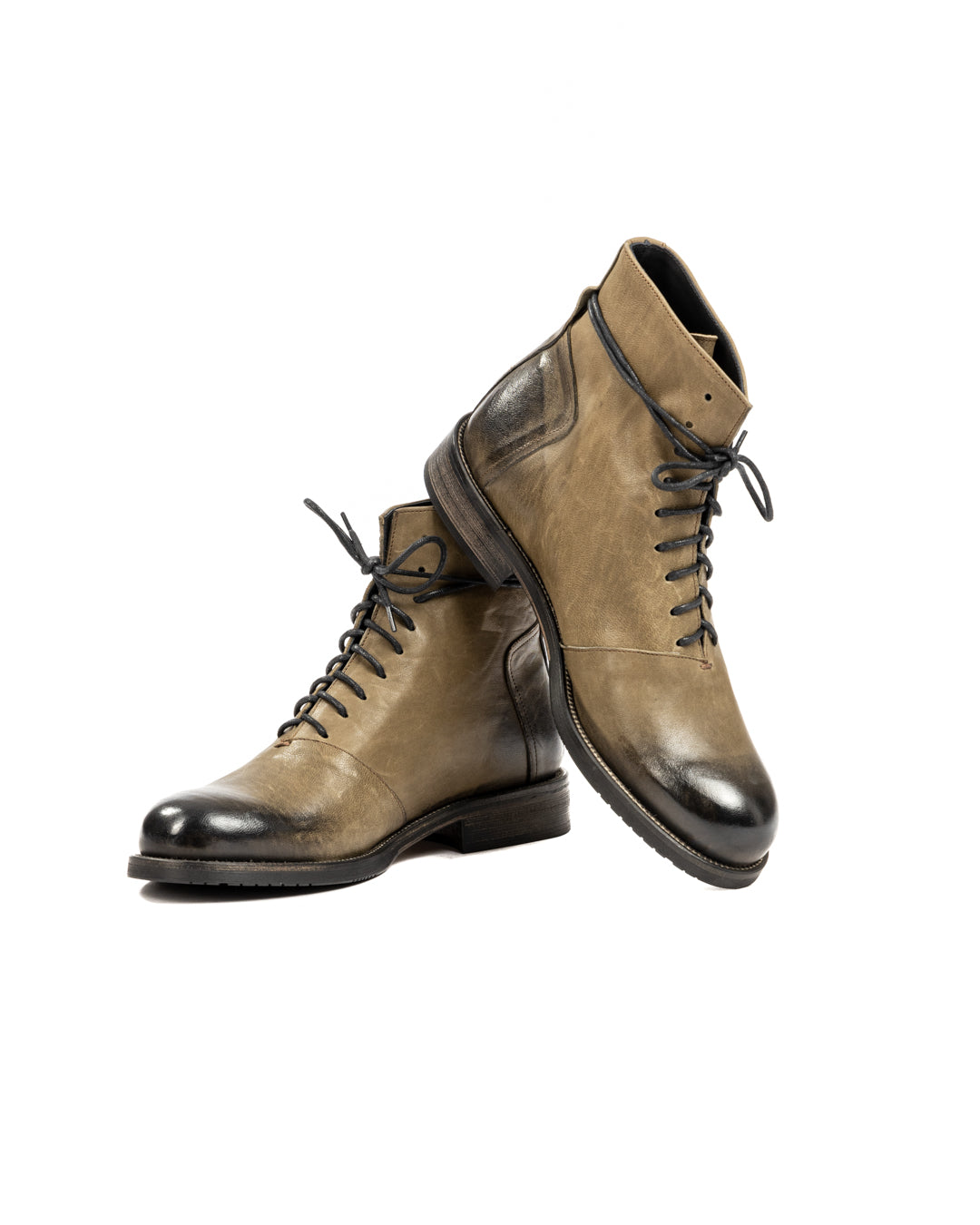 HOUSTON - GREEN WASHED LEATHER BOOTS