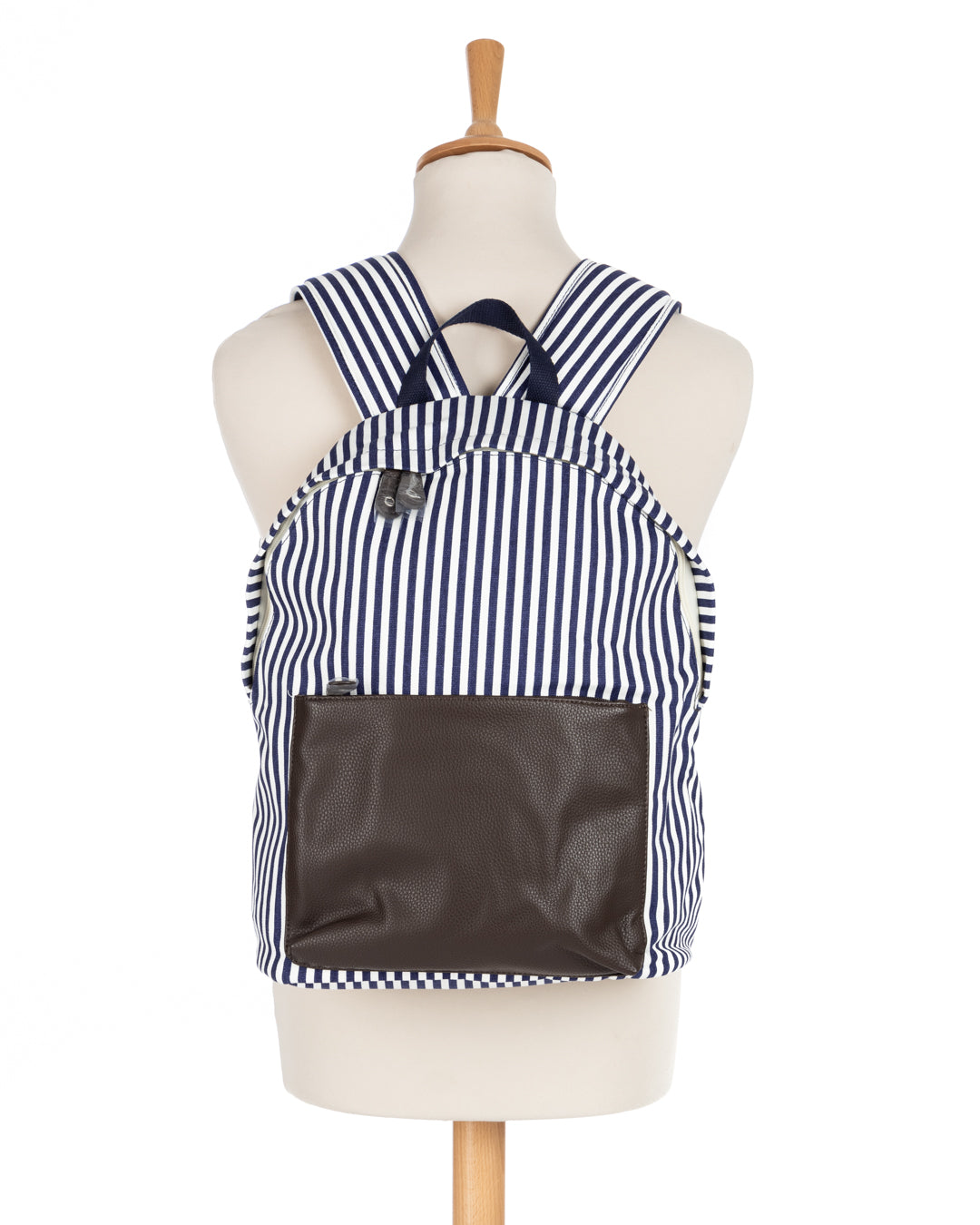 MESQUIDA - BLUE AND WHITE NARROW STRIPED BACKPACK