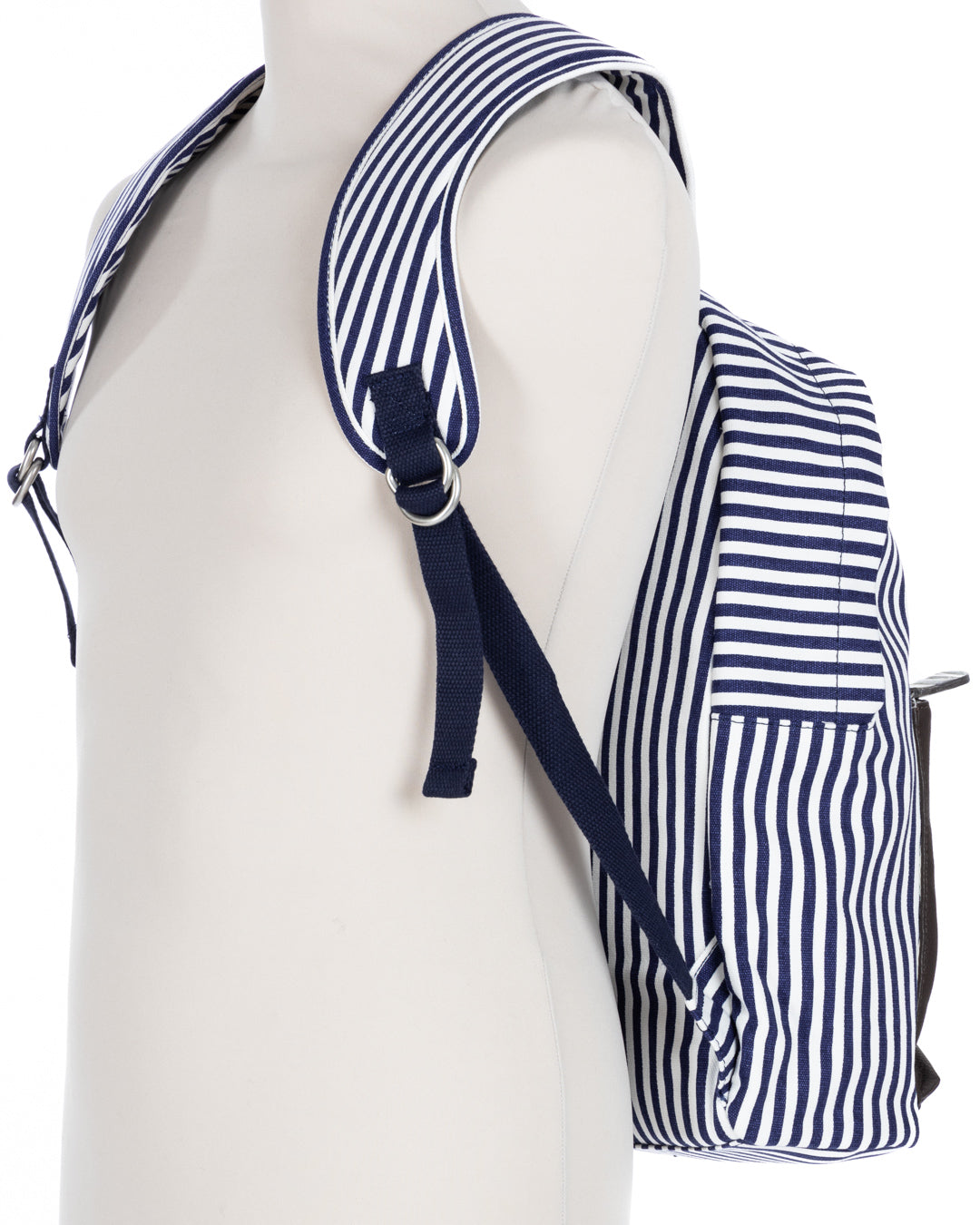 MESQUIDA - BLUE AND WHITE NARROW STRIPED BACKPACK
