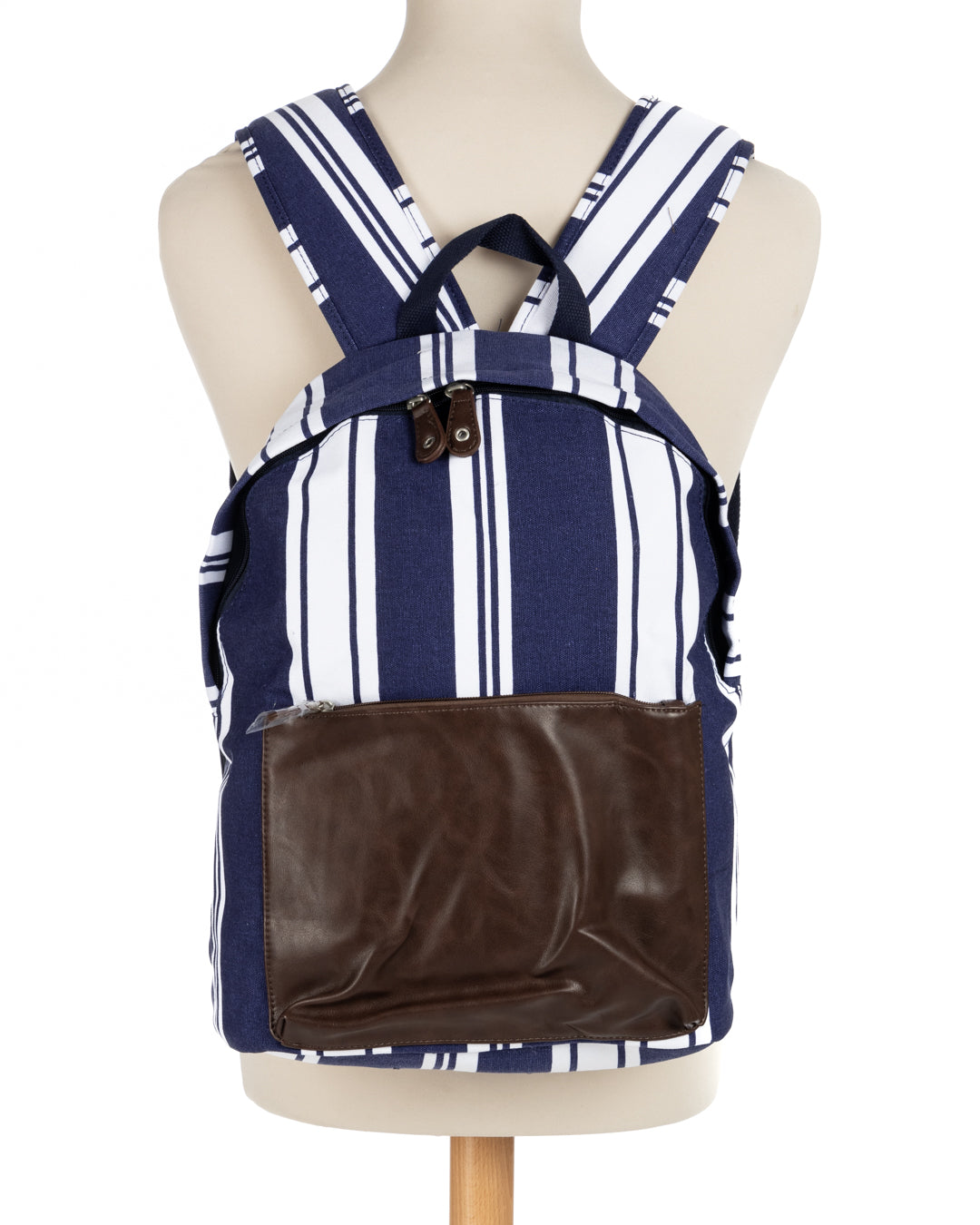 MASPALOMAS - BLUE AND WHITE MULTI-STRIPE BACKPACK