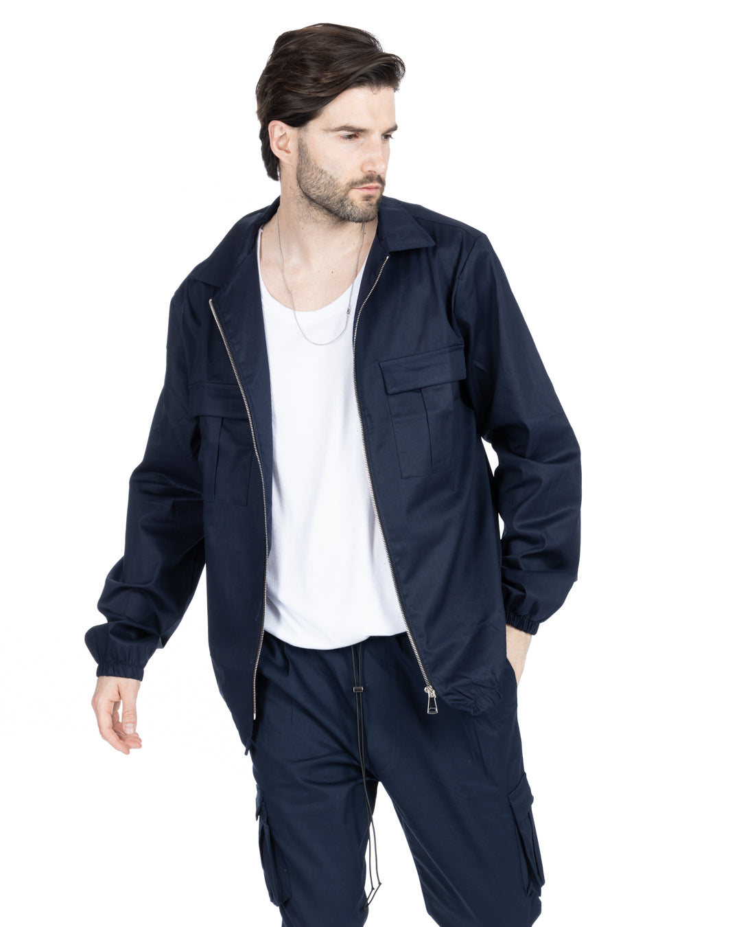 WAYNE - NAVY BLUE ZIP JACKET