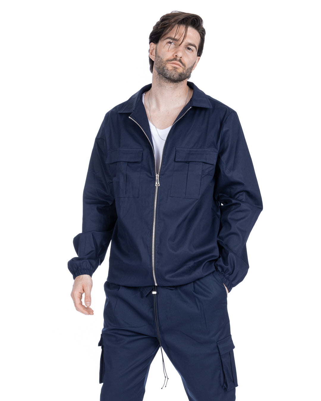 WAYNE - NAVY BLUE ZIP JACKET