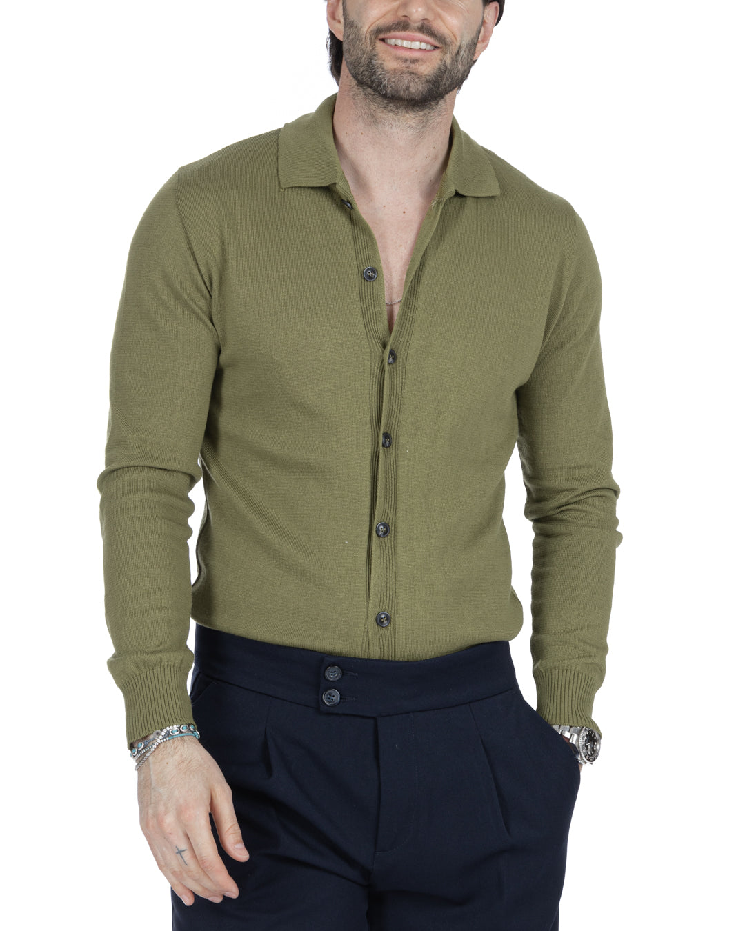 MARLON - GREEN SHIRT CARDIGAN