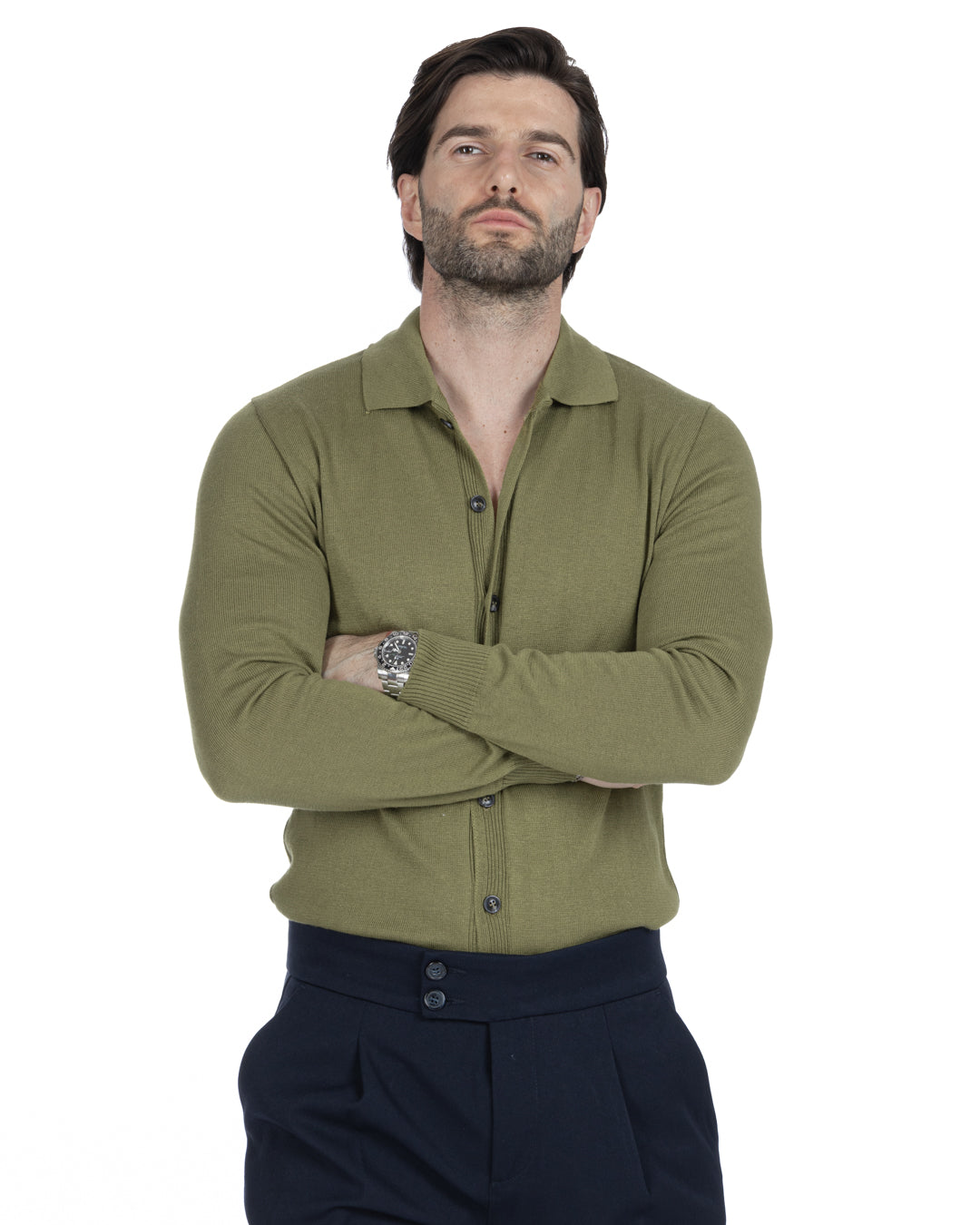 MARLON - GREEN SHIRT CARDIGAN