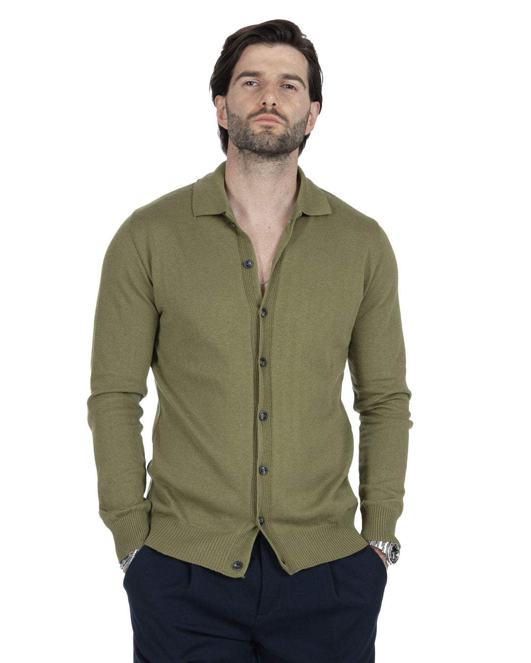 MARLON - GREEN SHIRT CARDIGAN