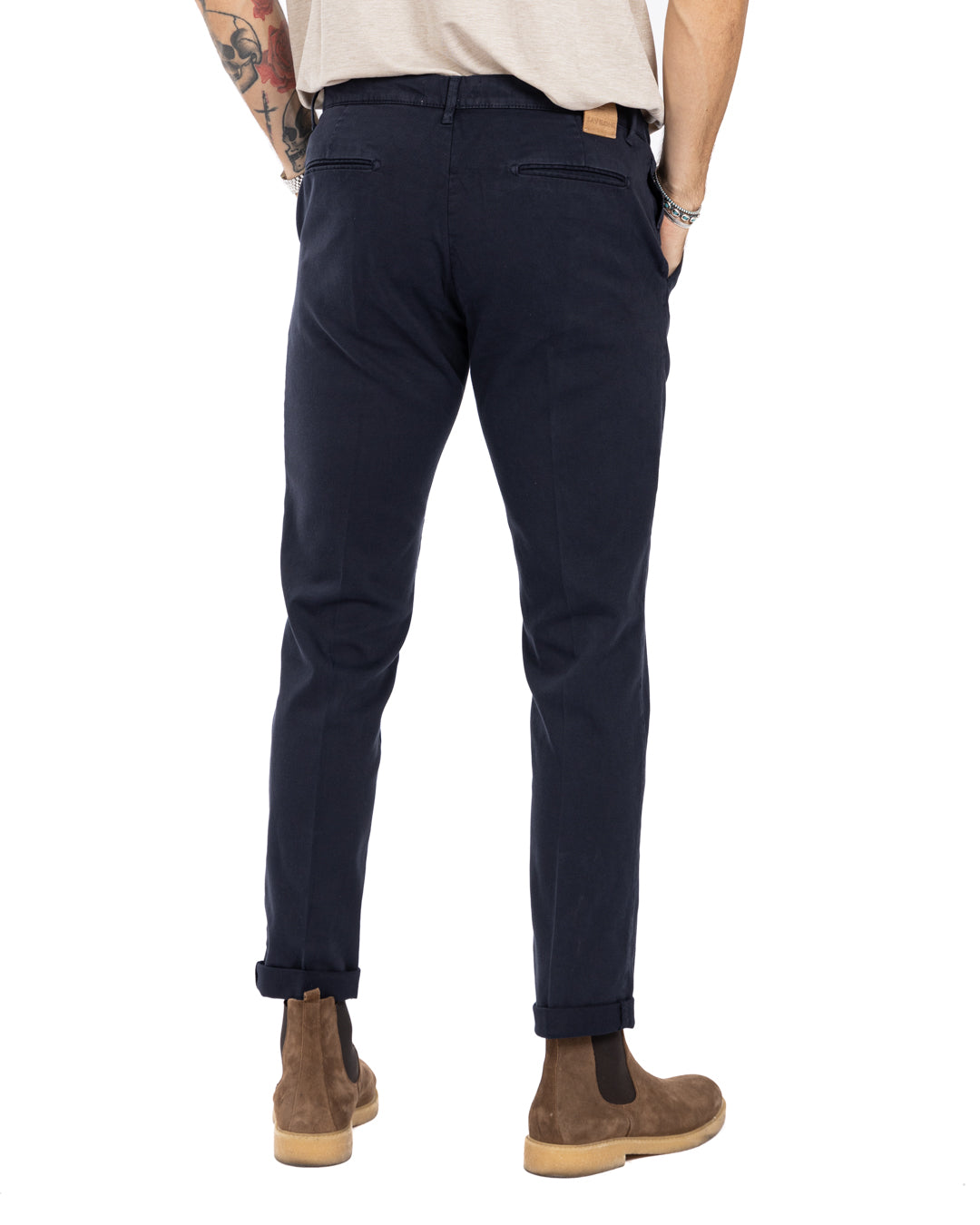 Pantalon Jack en coton texturé bleu