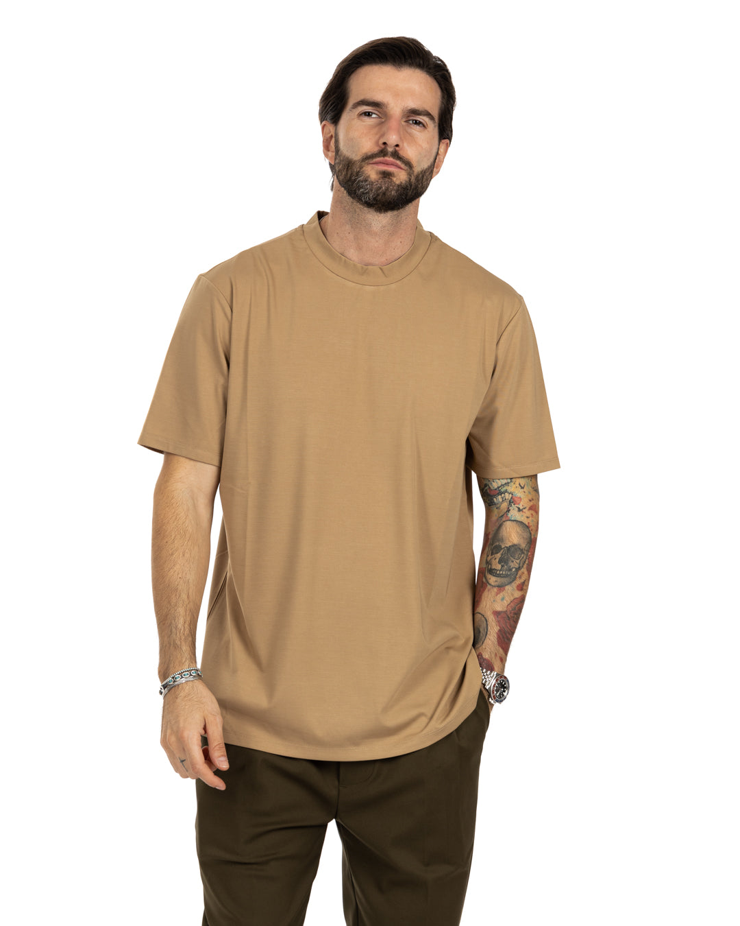 Land - beige half-neck t-shirt