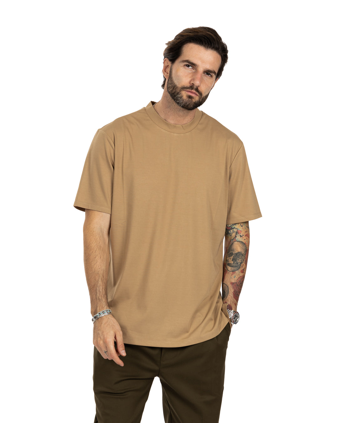 Land - beige half-neck t-shirt