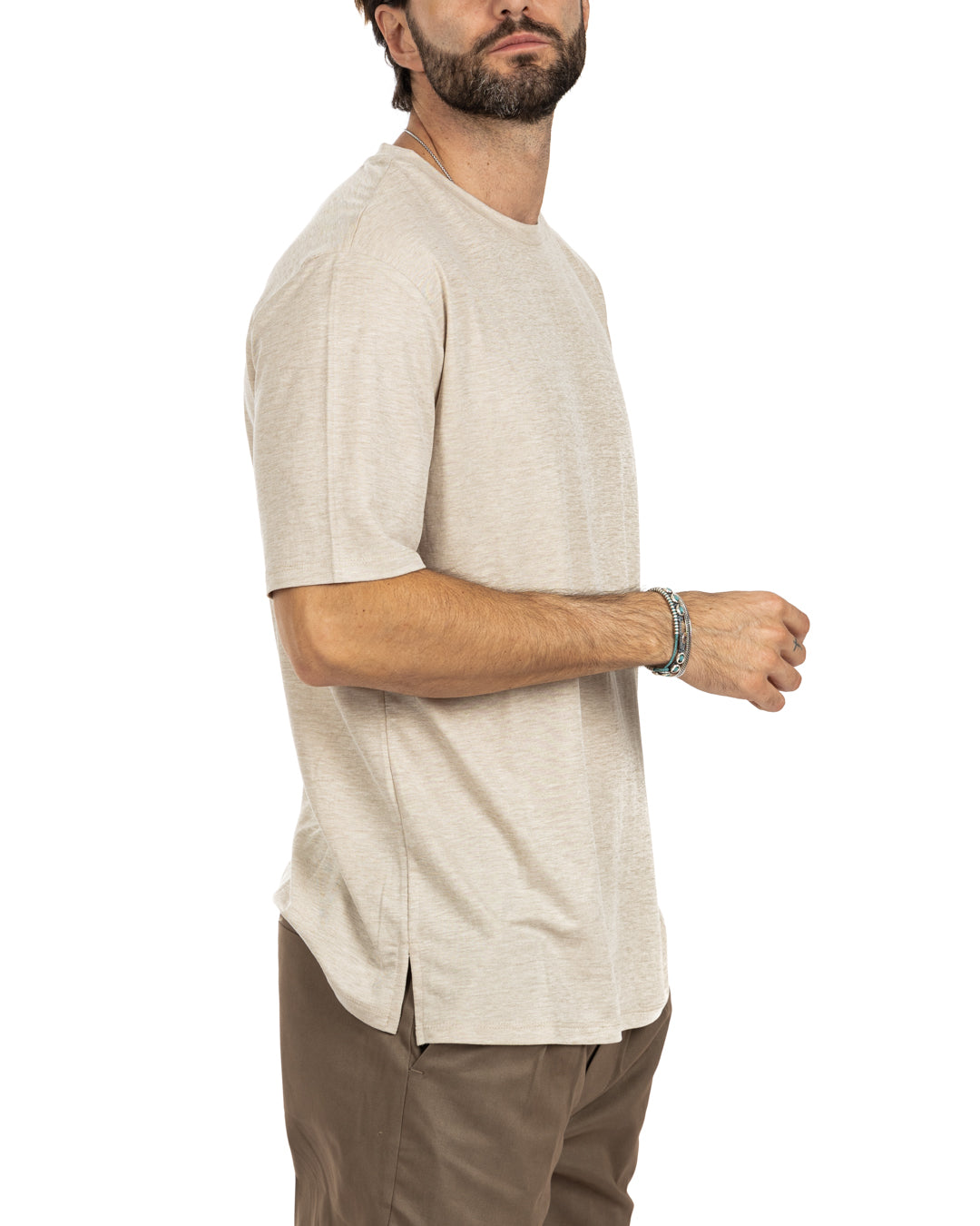 Tee - basic beige textured t-shirt