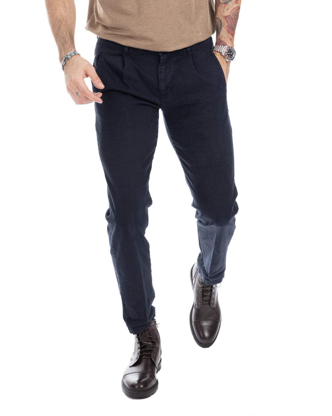 Evans - trousers with blue pleats