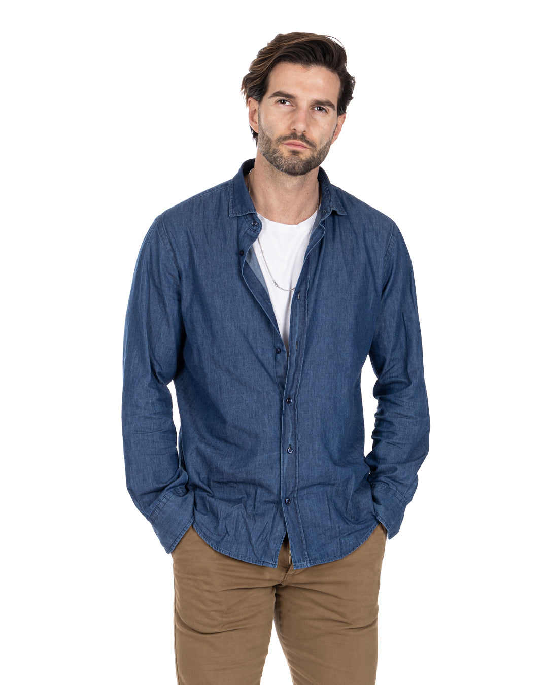 Shirt - classic basic dark wash in jeans
