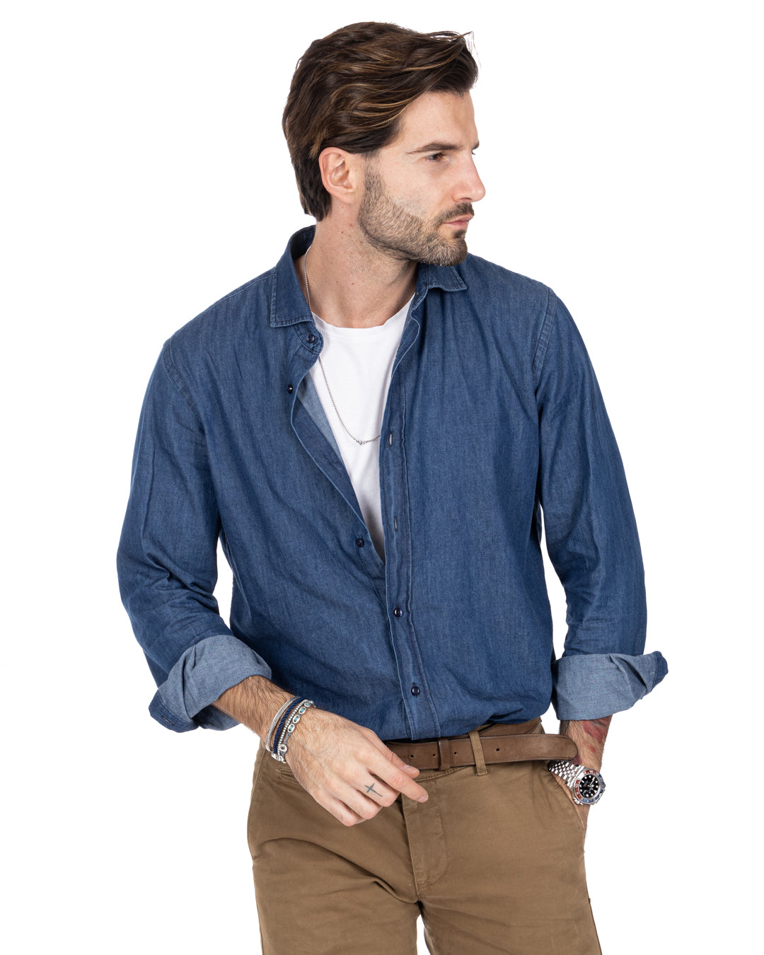 Shirt - classic basic dark wash in jeans