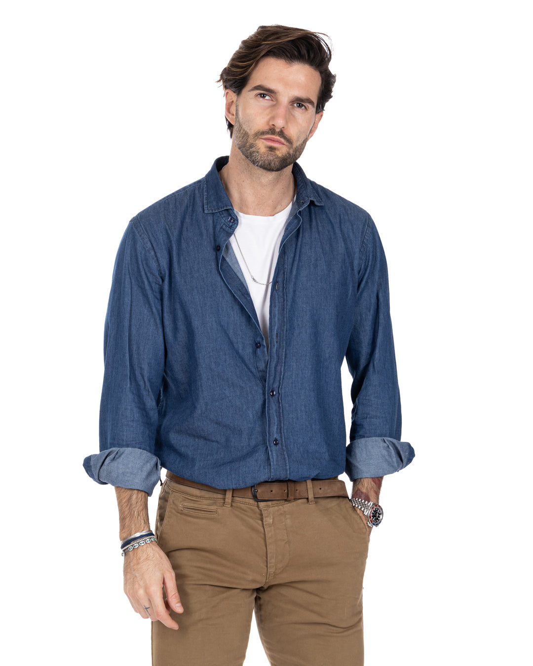 Shirt - classic basic dark wash in jeans
