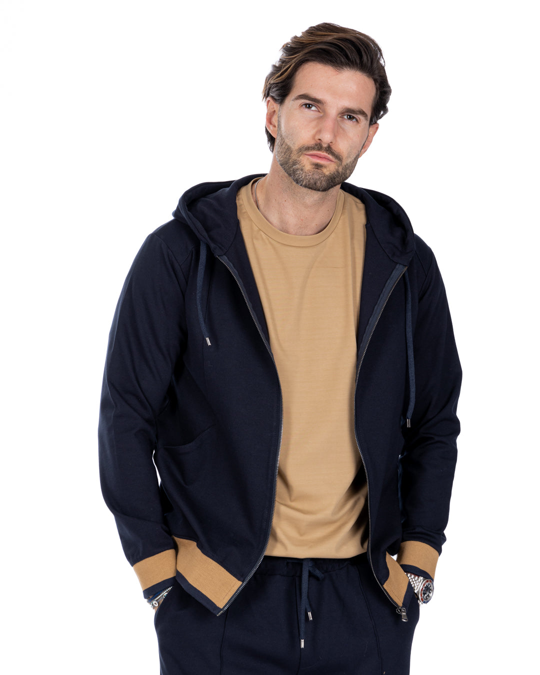 Explorer - blue sweatshirt in Milan stitch