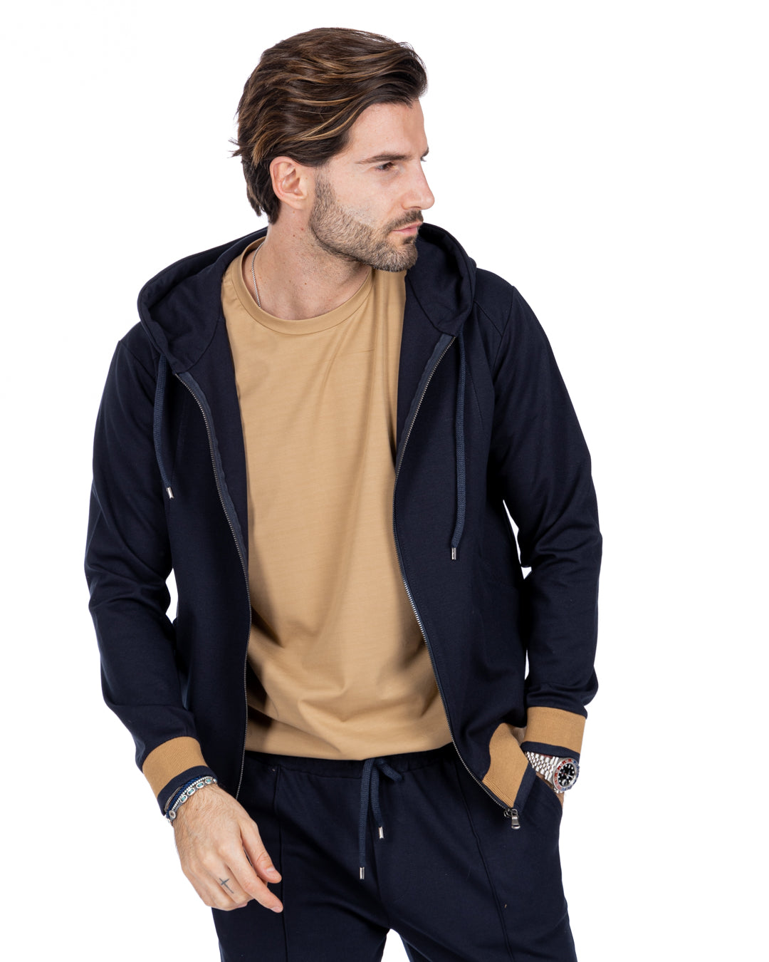 Explorer - blue sweatshirt in Milan stitch
