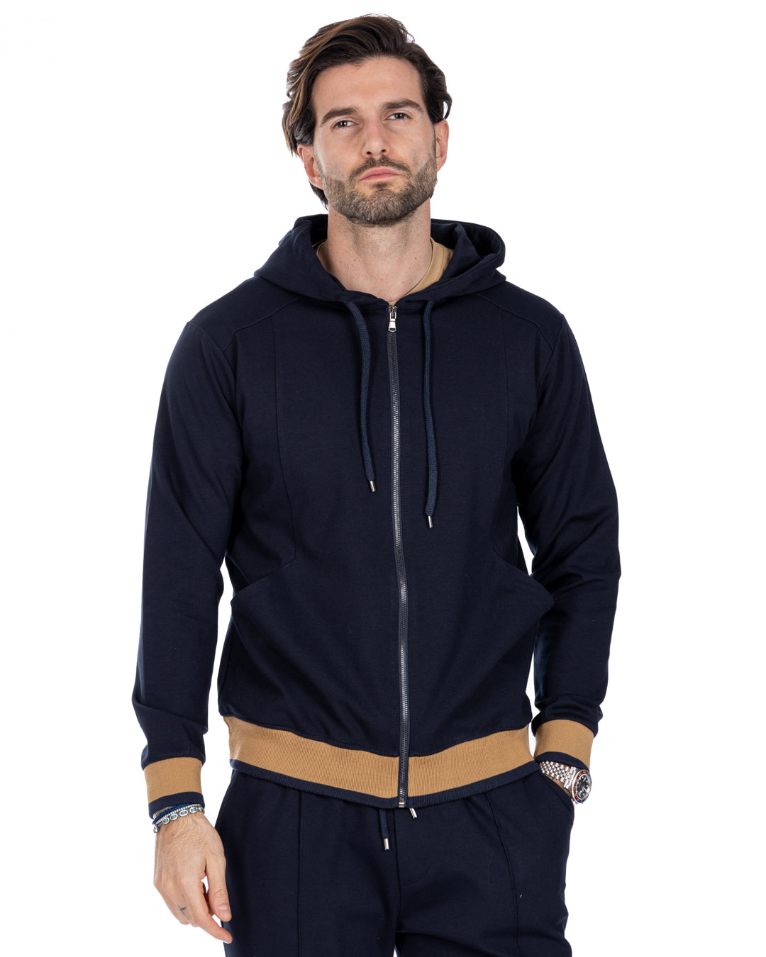 Explorer - blue sweatshirt in Milan stitch