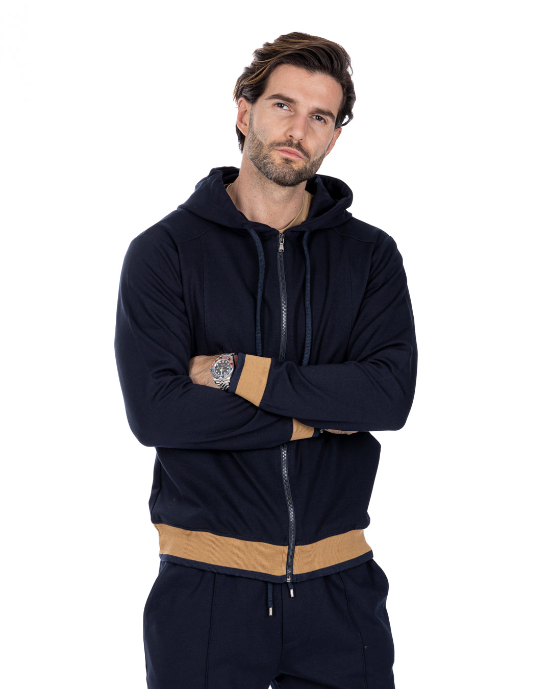 Explorer - blue sweatshirt in Milan stitch