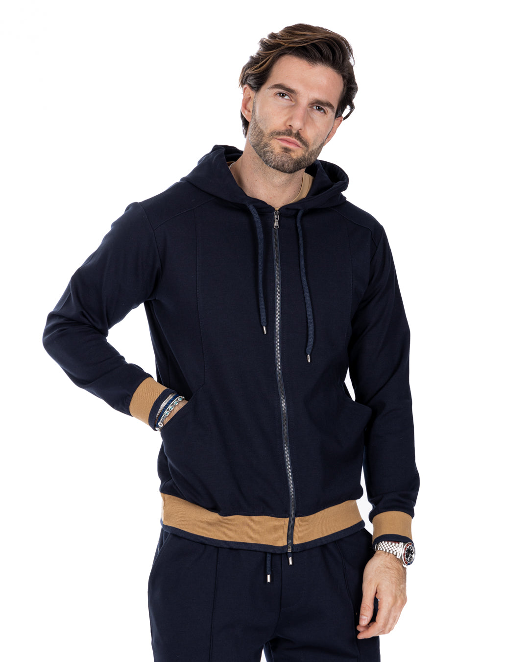 Explorer - blue sweatshirt in Milan stitch