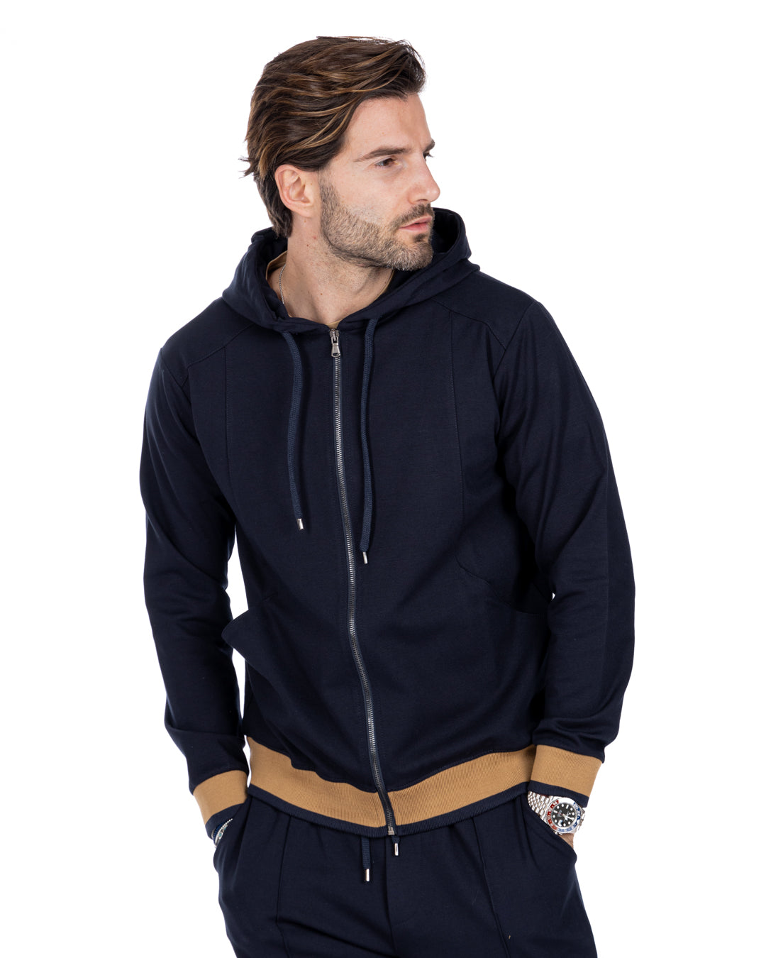 Explorer - blue sweatshirt in Milan stitch
