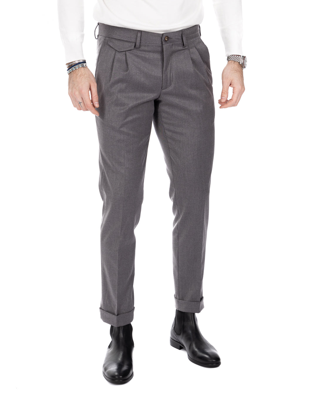 Leo - pantalon taille haute gris