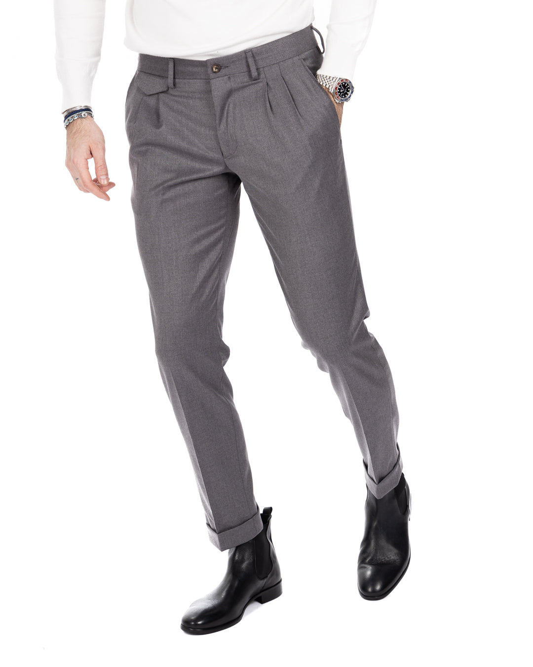 Leo - pantalon taille haute gris