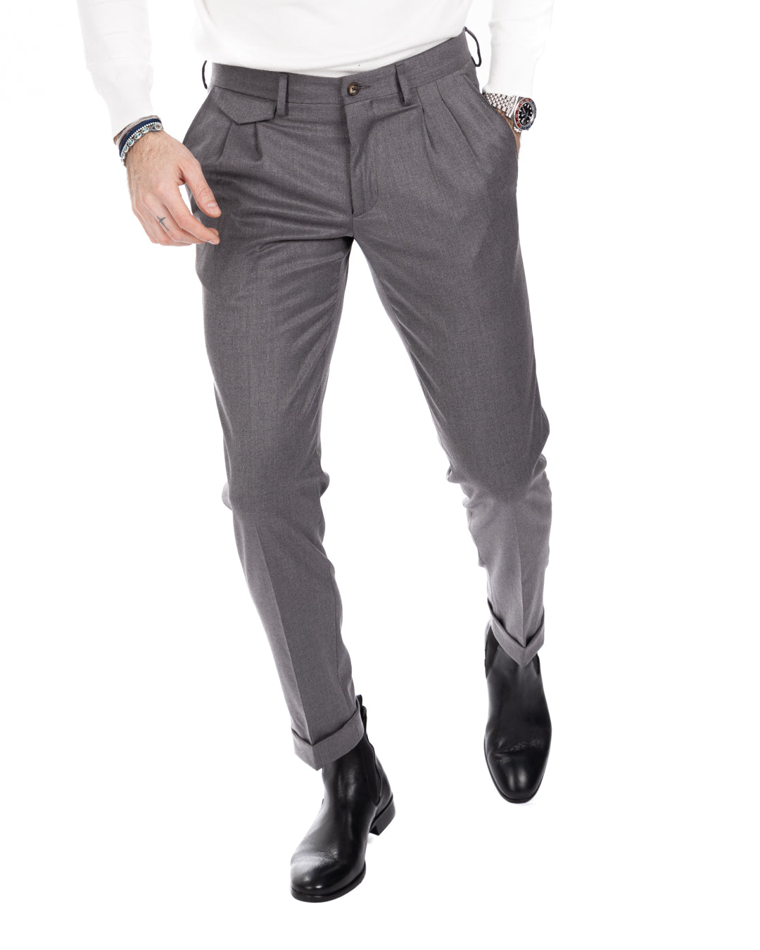 Leo - pantalon taille haute gris