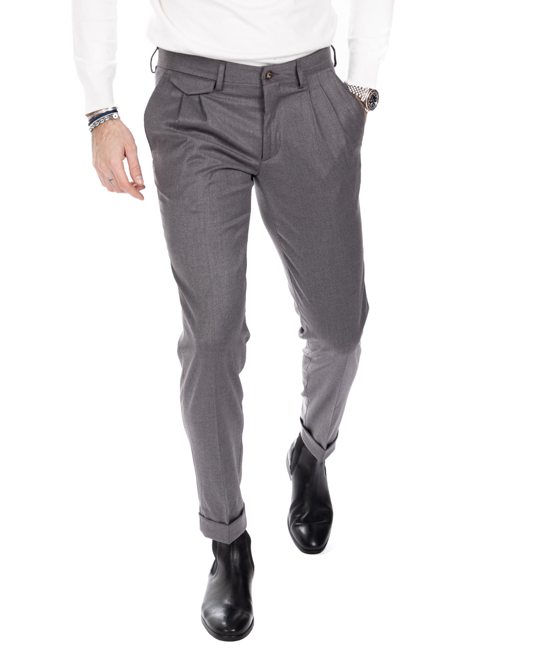 Leo - pantalon taille haute gris