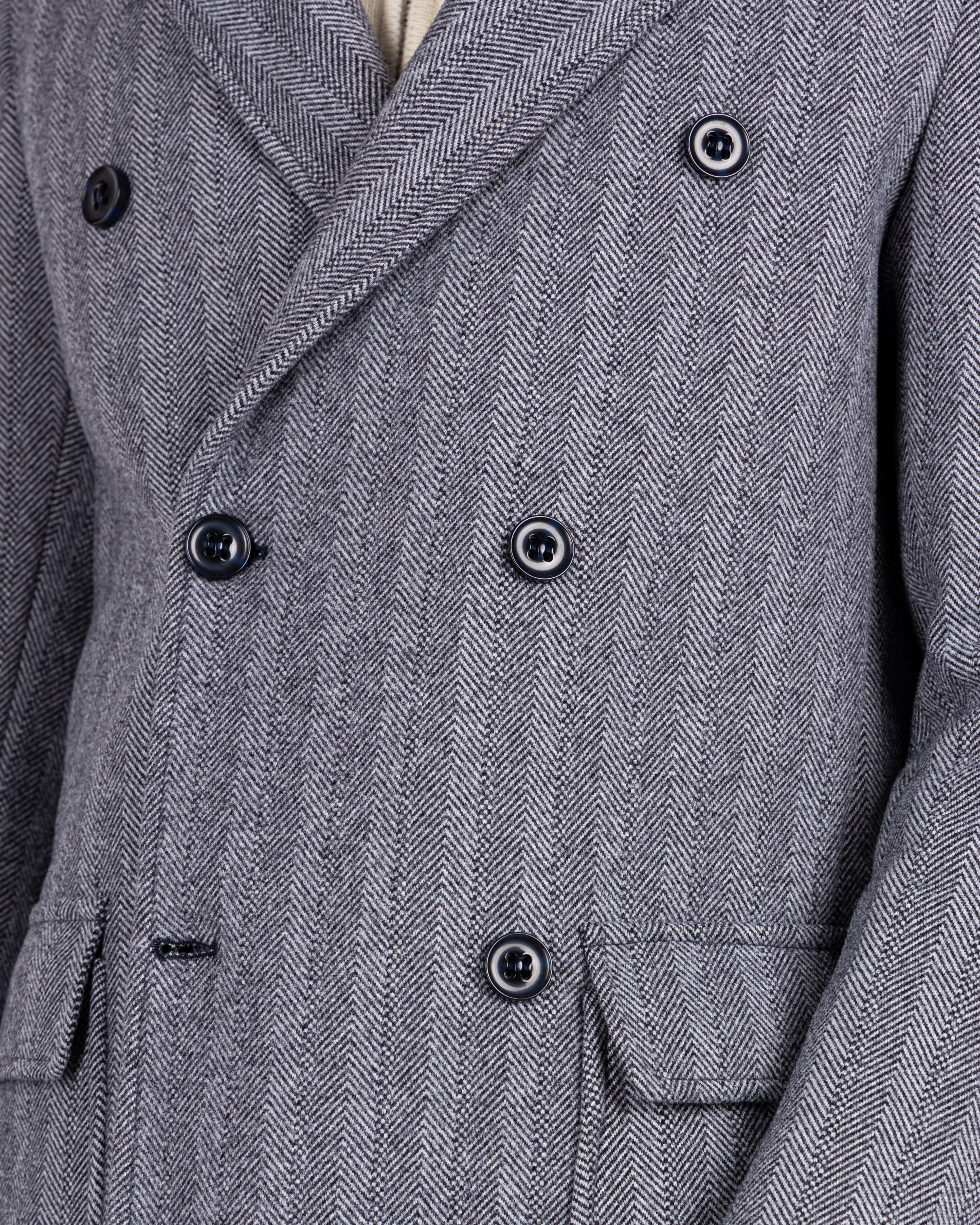 Charles - blue herringbone double-breasted coat