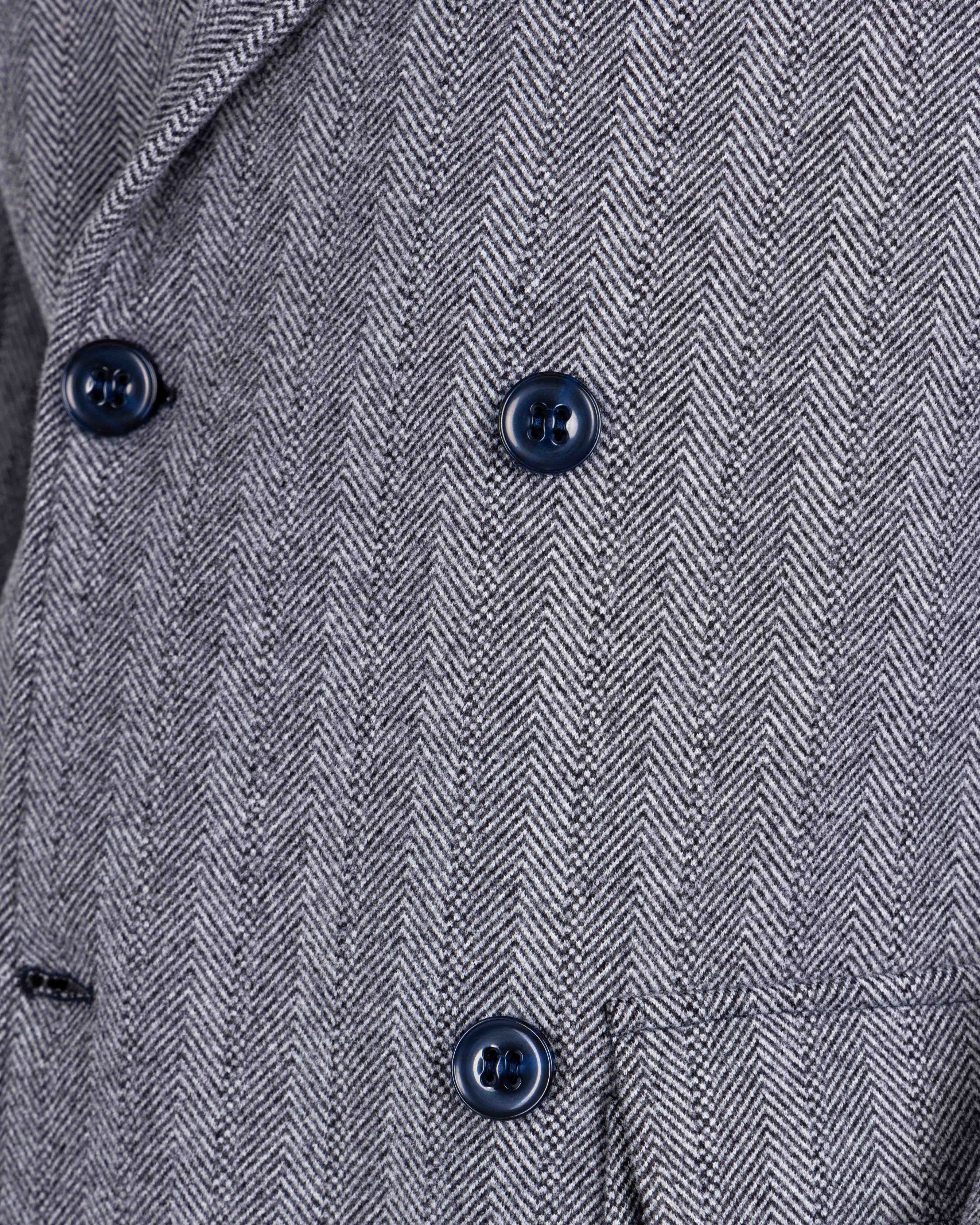Charles - blue herringbone double-breasted coat