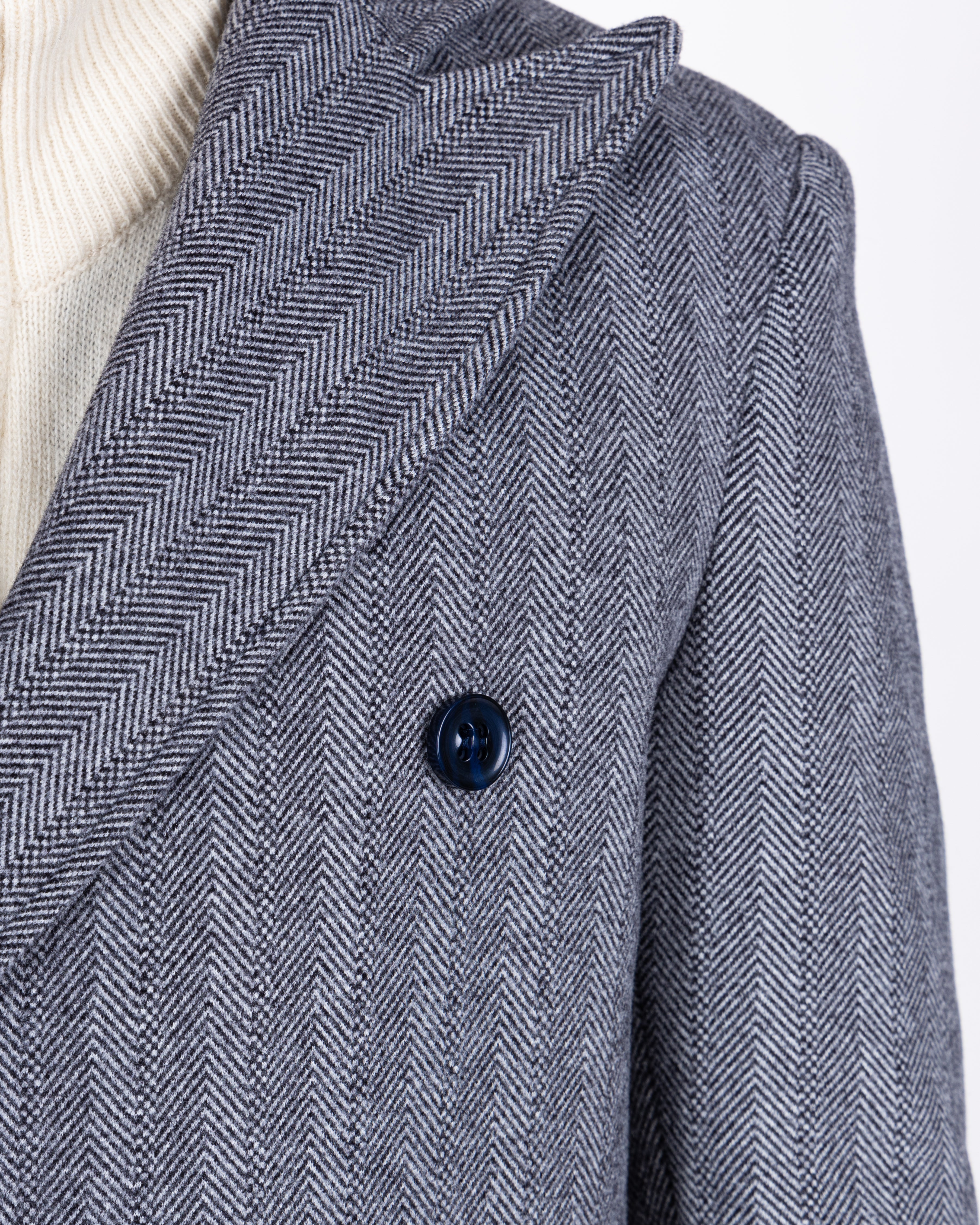Charles - blue herringbone double-breasted coat