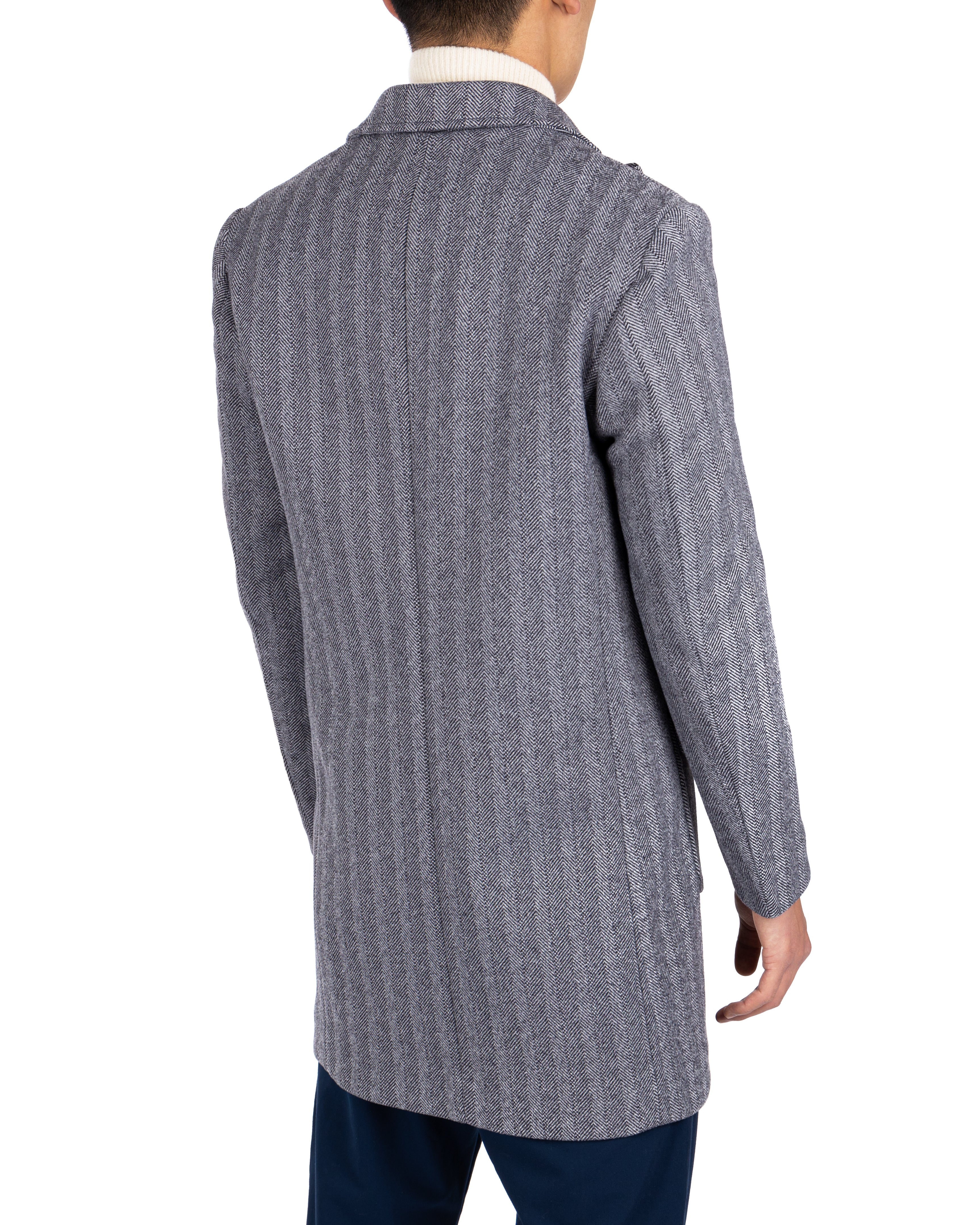 Charles - blue herringbone double-breasted coat