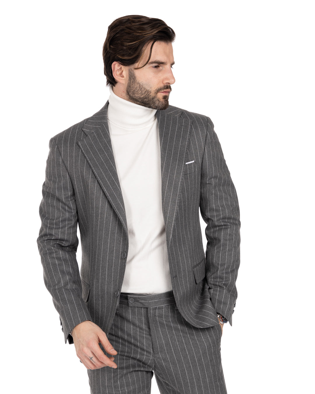 Feel - gray pinstripe single-breasted jacket