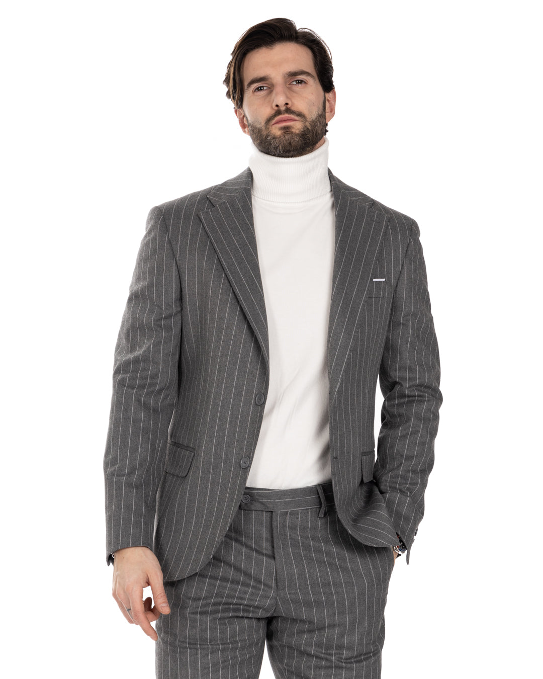 Feel - gray pinstripe single-breasted jacket