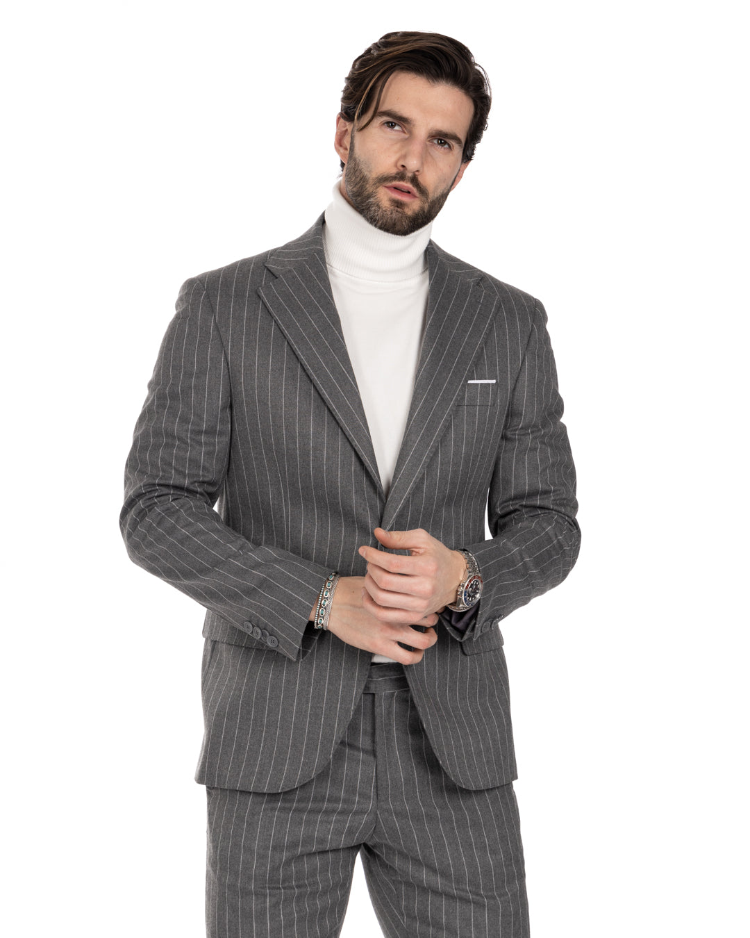 Feel - gray pinstripe single-breasted jacket