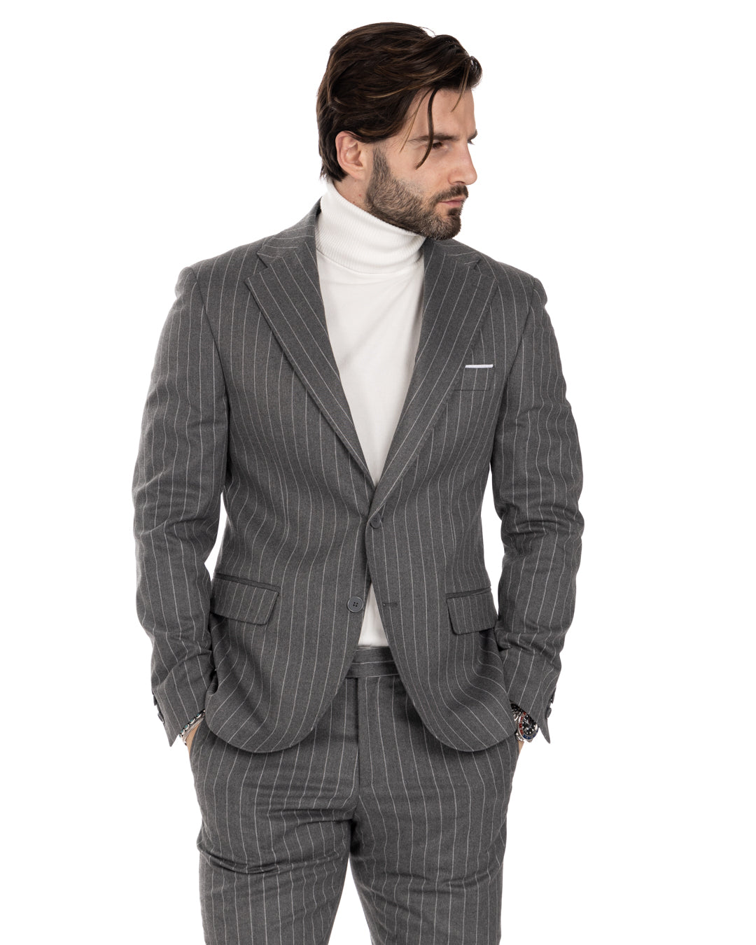 Feel - gray pinstripe single-breasted jacket