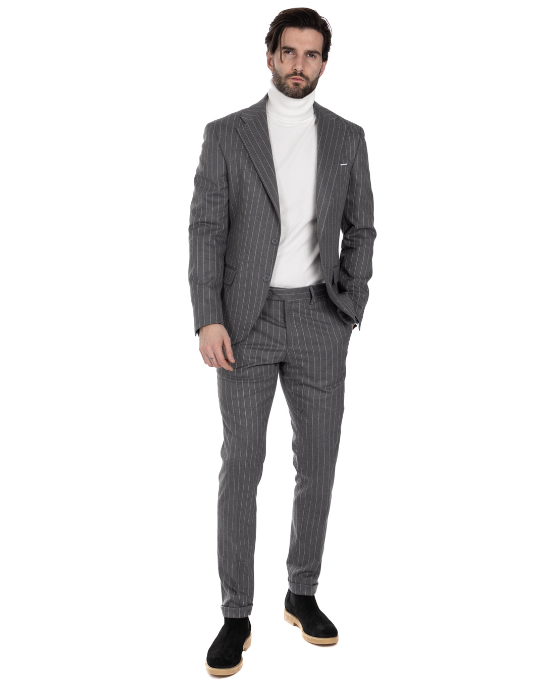 Feel - gray pinstripe single-breasted jacket