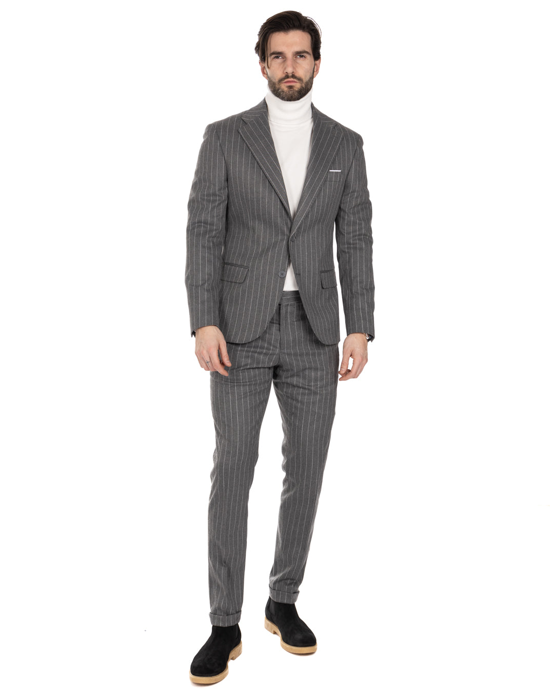 Feel - gray pinstripe single-breasted jacket